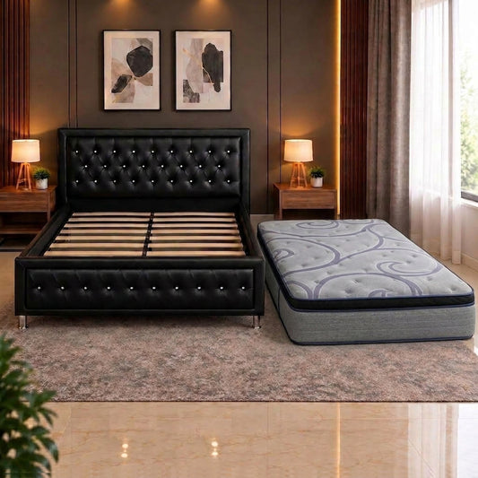 Aagean 12" Pillow Top Mattress + Upholstered Storage Bed