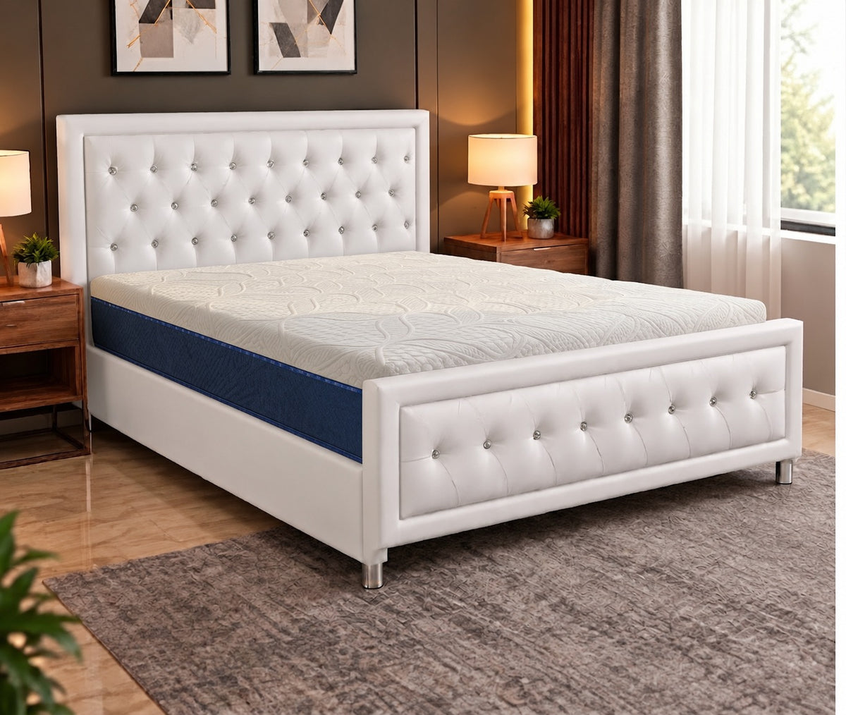 Hybrid 14" Mattress + Upholstered Storage Bed
