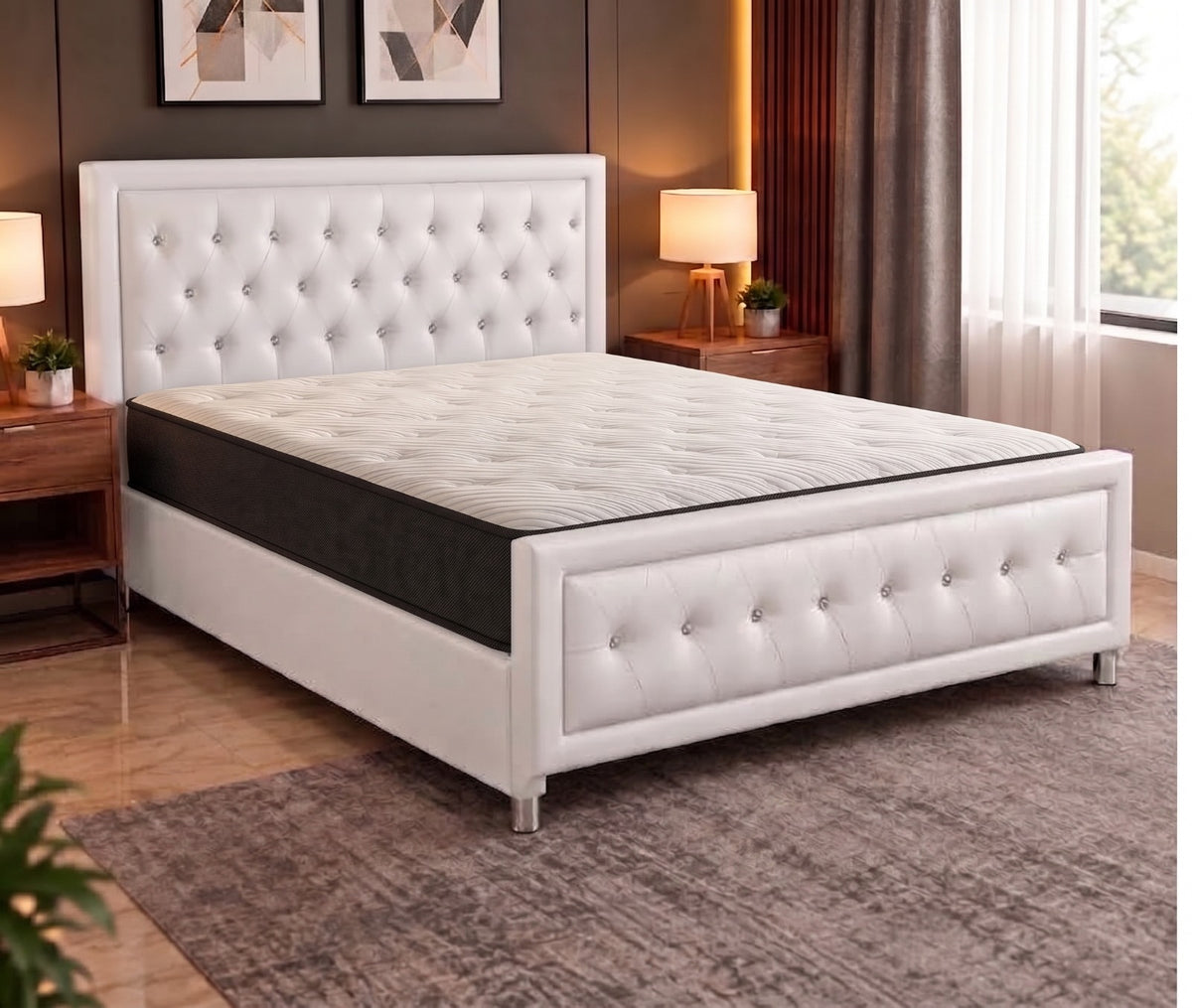 Hudson Deluxe Mattress 14" + Upholstered Storage Bed