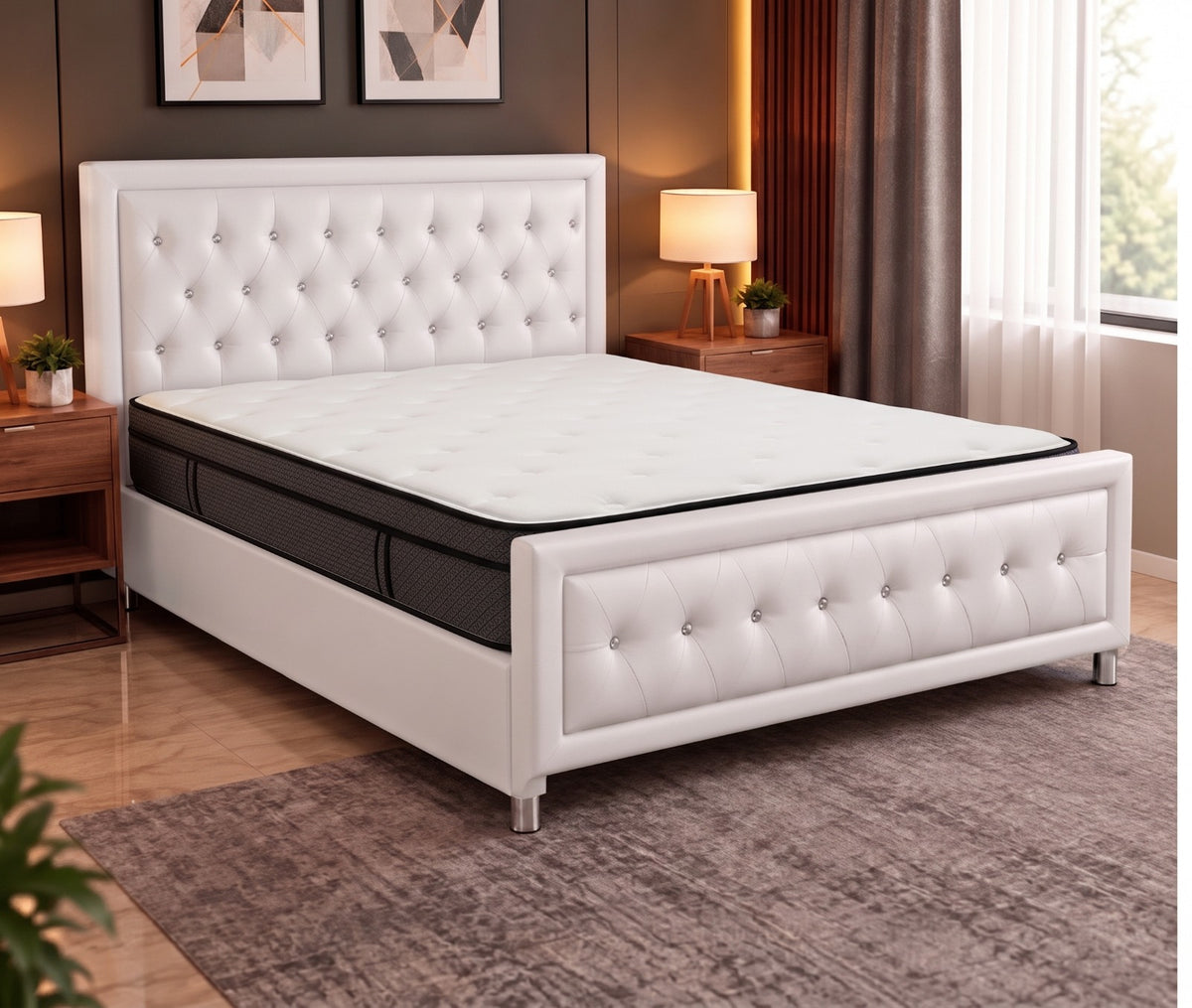 Elite 14" Mattress + Upholstered Storage Bed