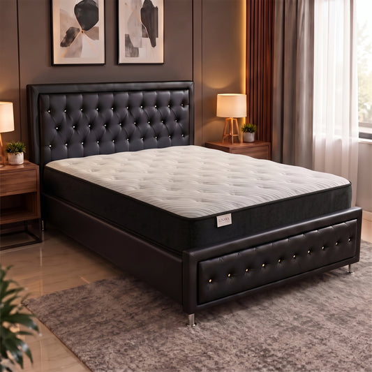 Hudson Deluxe Mattress 14" + Upholstered Storage Bed