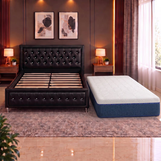 Hybrid 14" Mattress + Upholstered Storage Bed