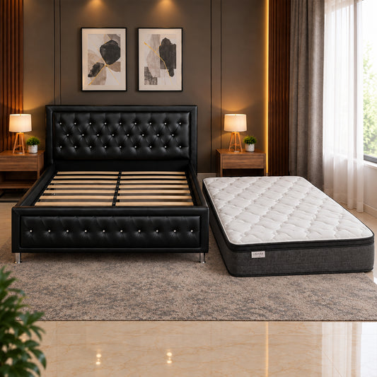 Dream Classic 12" Euro Top Mattress + Upholstered Storage Bed
