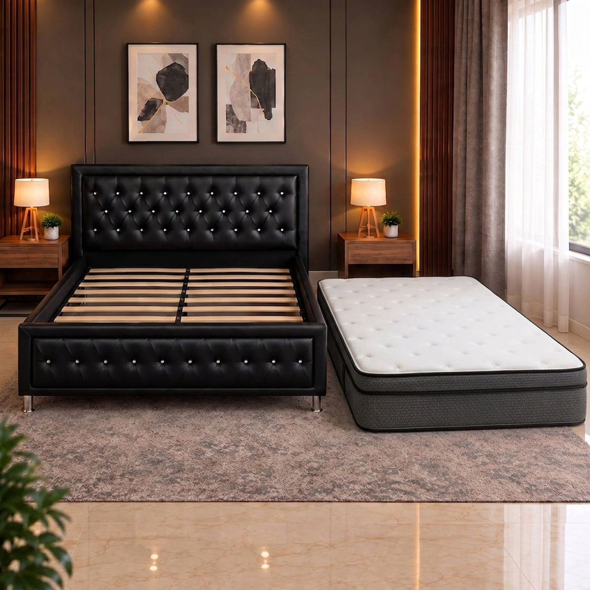Elite 14" Mattress + Upholstered Storage Bed