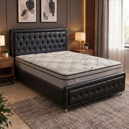Dream Plush 12" Euro Top Mattress + Upholstered Storage Bed