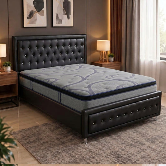Aagean 12" Pillow Top Mattress + Upholstered Storage Bed